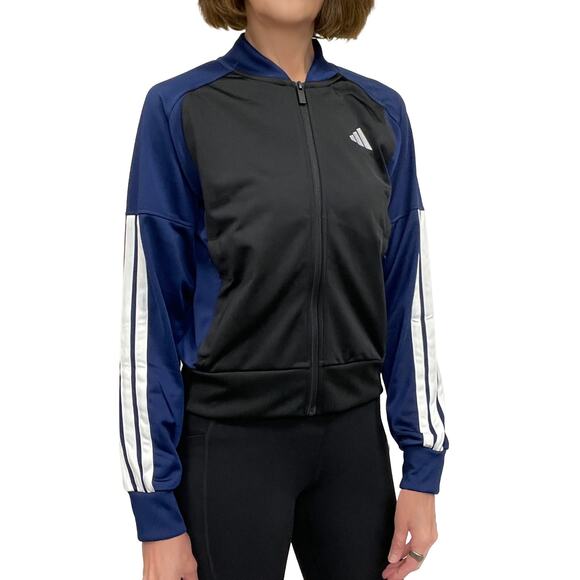 adidas Tricot 3-Stripes Fashion Track Top Sz S New $60 Black Blue Light Jacket - Picture 2 of 10